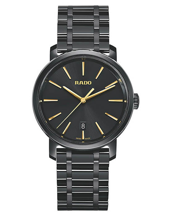 Rado Rado Diamaster R14066152  R14066152 кварцевые мужские часы черный циферблат, браслет керамика — вид спереди