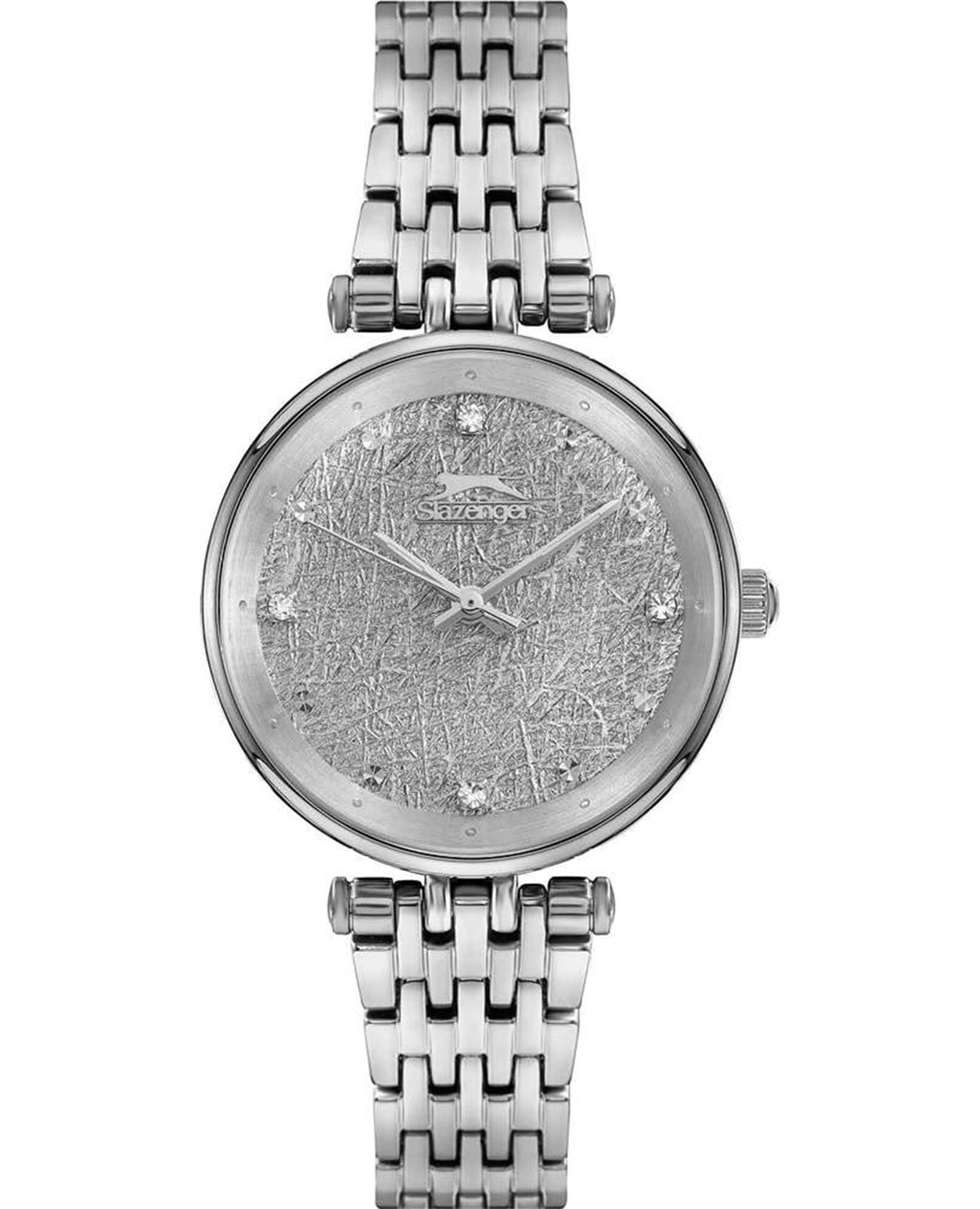 Slazenger Slazenger SL.09.6353.3.01  SL.09.6353.3.01 кварцевые женские часы серебристый циферблат, браслет суперметалл — вид спереди
