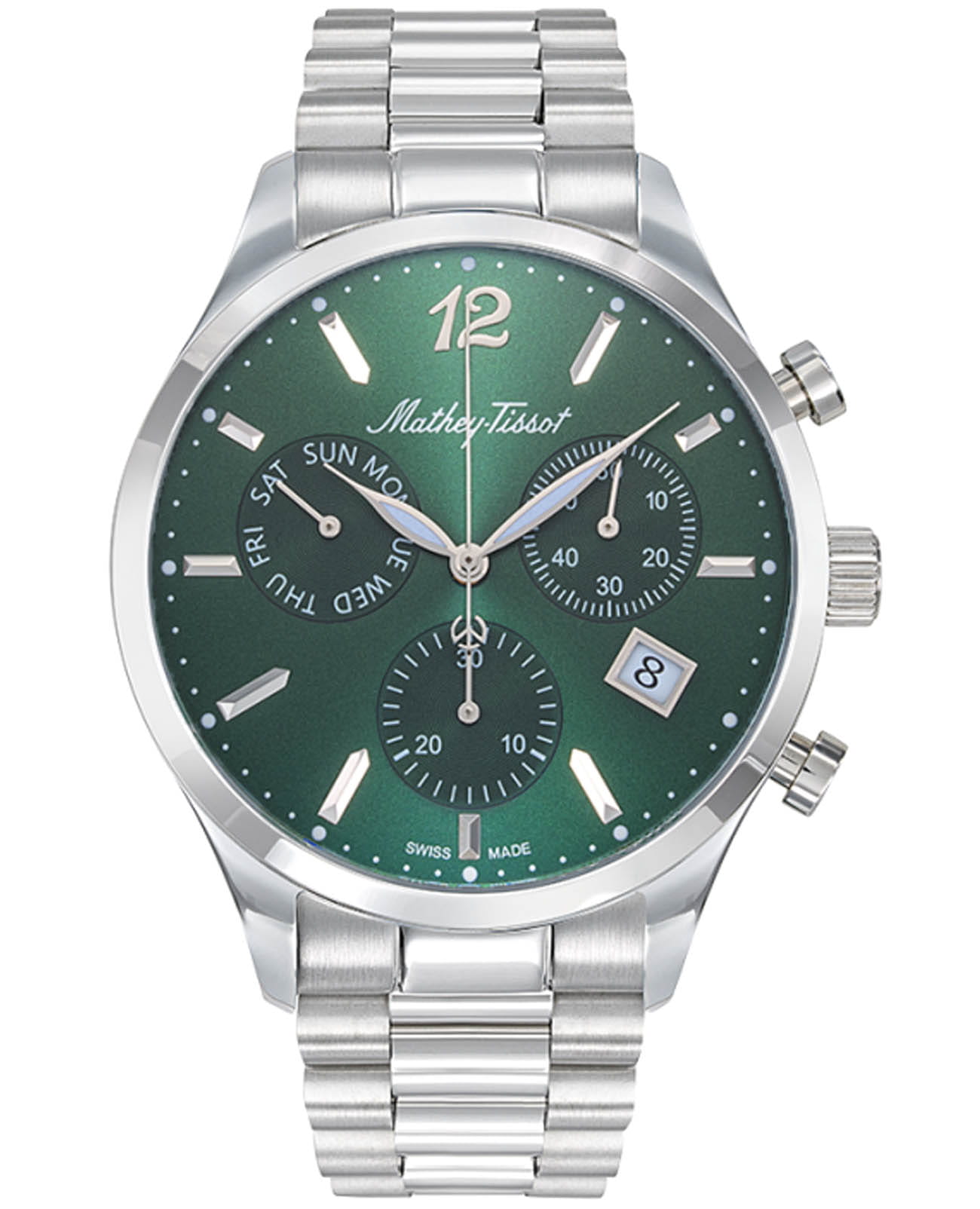 Mathey-Tissot Mathey-Tissot Urban H411CHAV  H411CHAV кварцевые мужские часы зеленый циферблат, браслет нержавеющая сталь — вид спереди