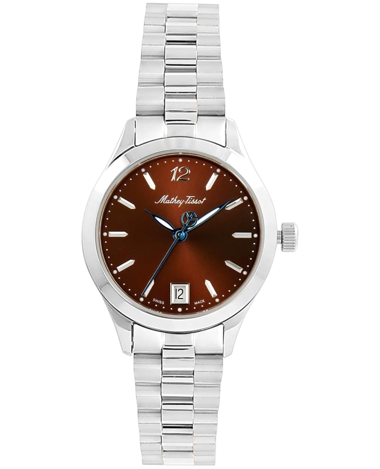 Mathey-Tissot Mathey-Tissot Urban D411MAM  D411MAM кварцевые женские часы бордовый циферблат, браслет нержавеющая сталь — вид спереди