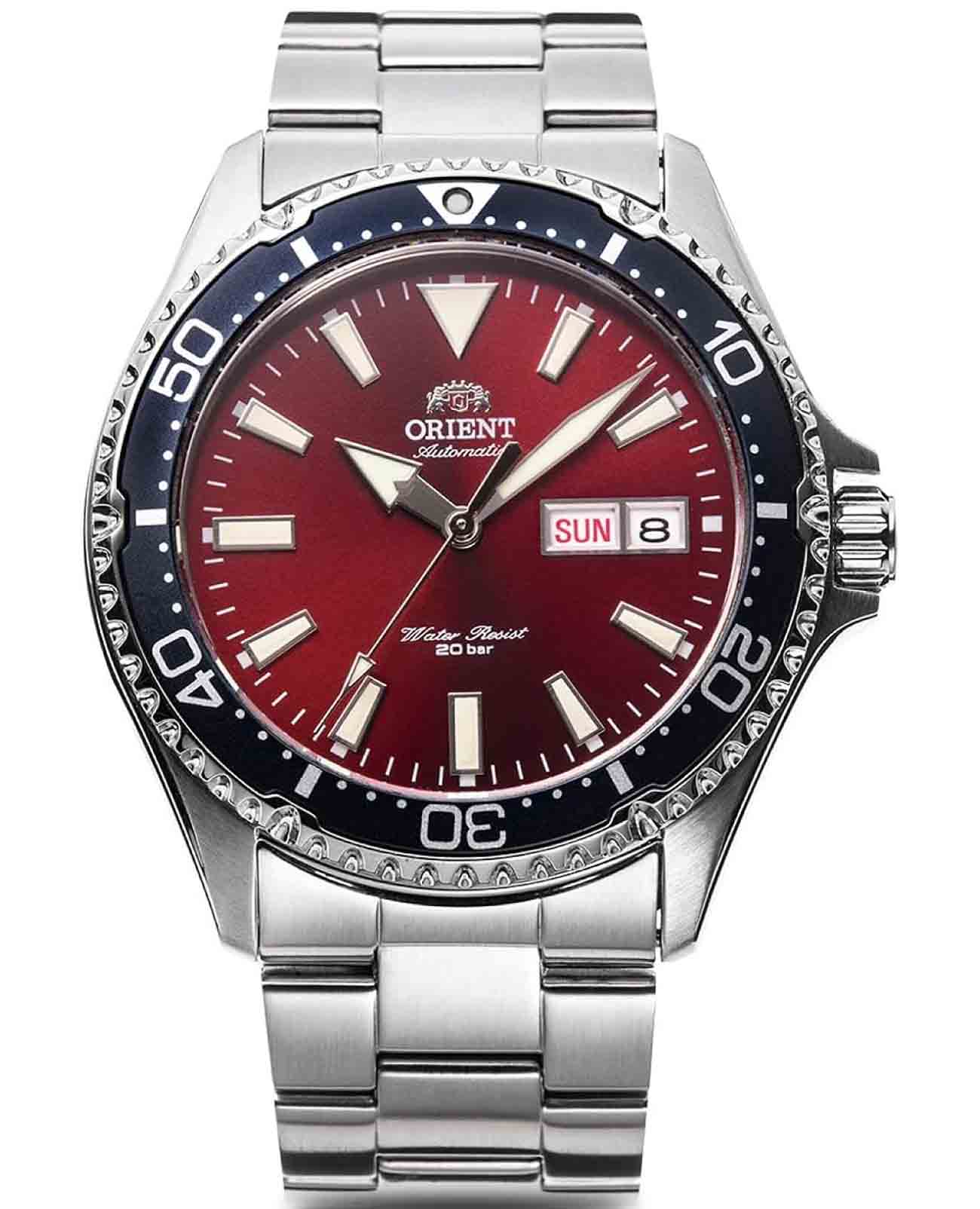 Orient Orient Diving Sport Automatic RA-AA0003R (RN-AA0003R)  RA-AA0003R механические мужские часы красный циферблат, браслет нержавеющая сталь — вид спереди