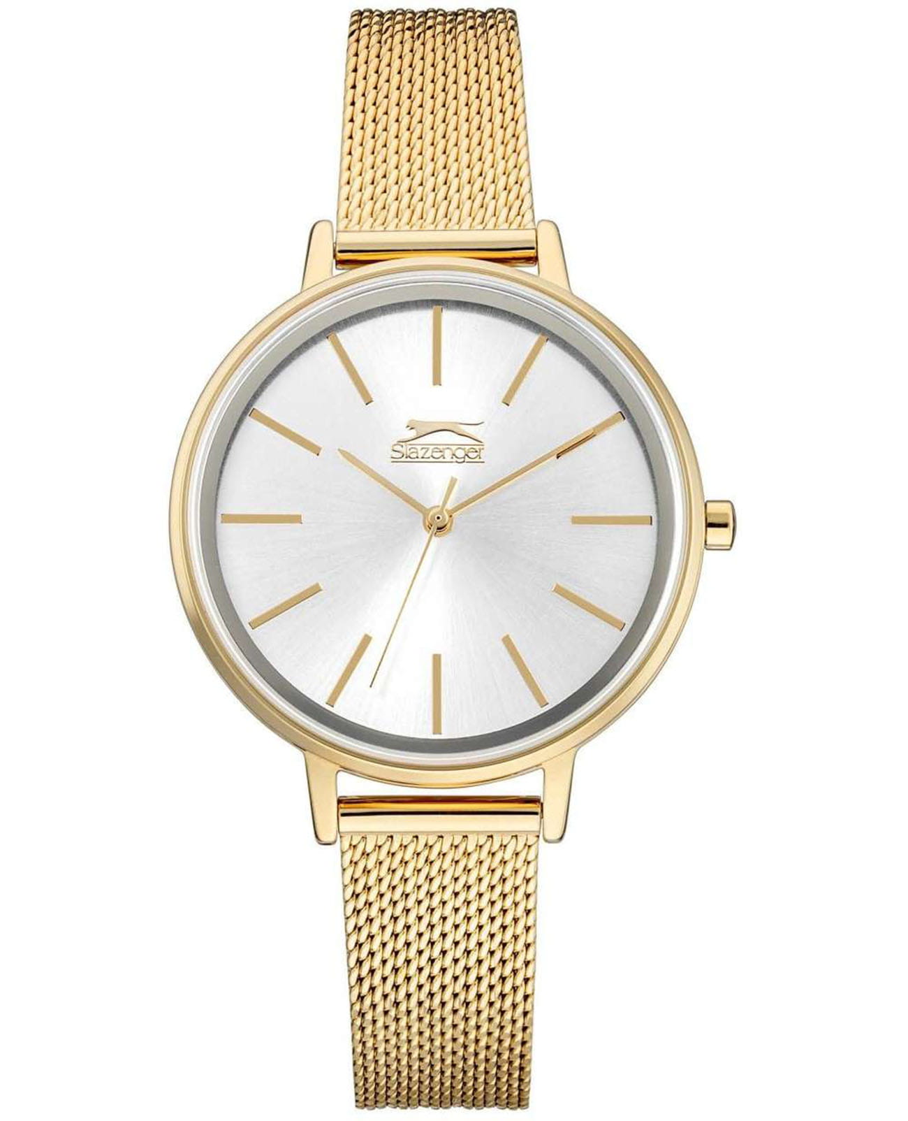 Slazenger Slazenger SL.09.6231.3.06  SL.09.6231.3.06 кварцевые женские часы серебристый циферблат, браслет суперметалл с ip покрытием — вид спереди