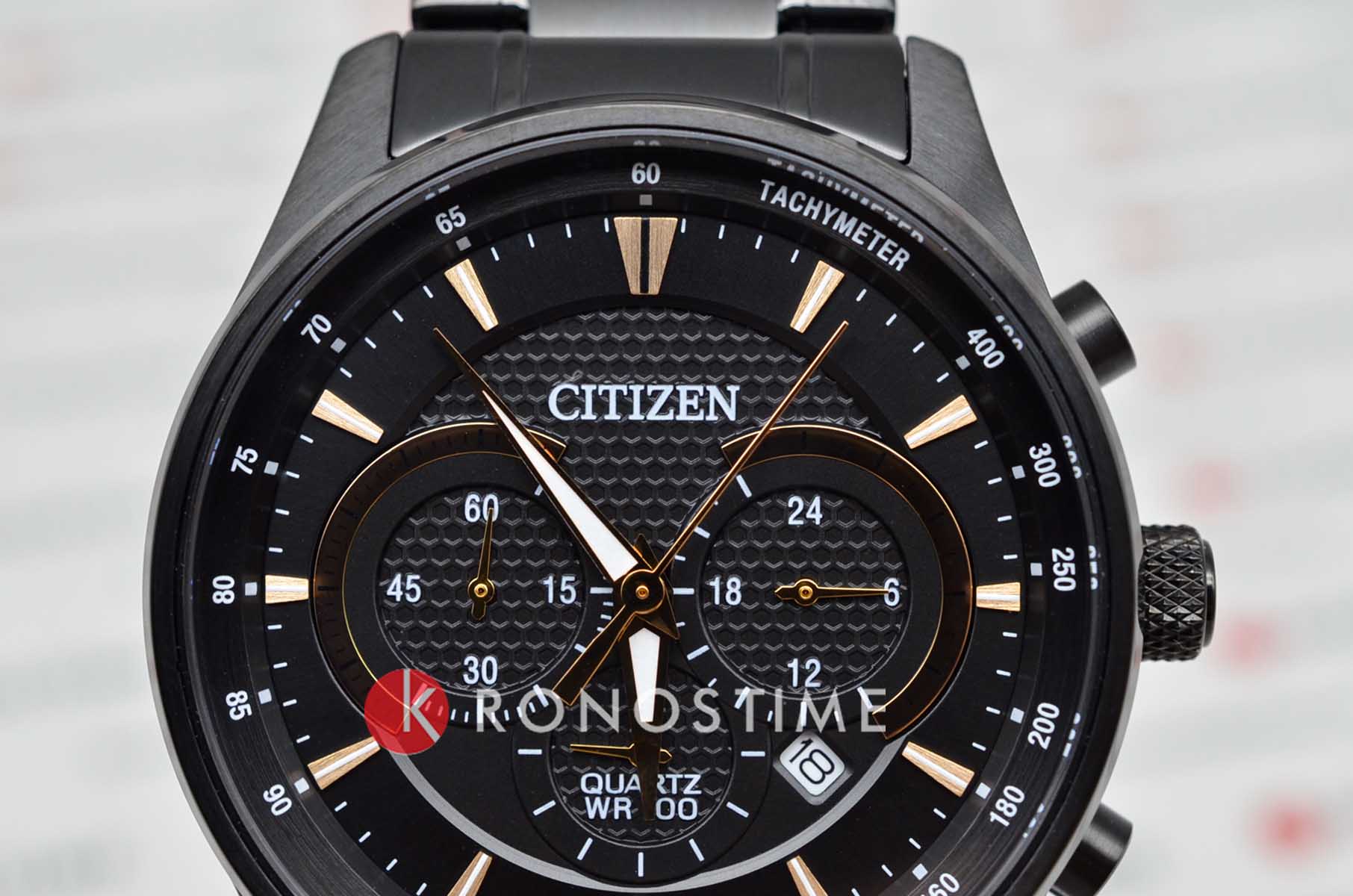 Citizen Citizen Chronograph AN8195-58E,  япония мужские часы на браслете нержавеющая сталь с ip-покрытием боковой вид