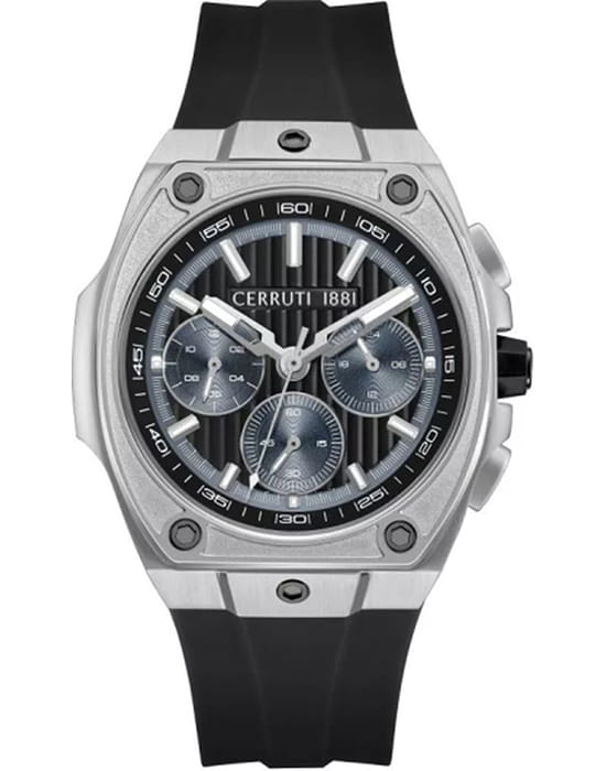 Cerruti 1881 Cerruti 1881 Cavedago CIWGO0085001  CIWGO0085001 кварцевые мужские часы черный циферблат, браслет силикон — вид спереди