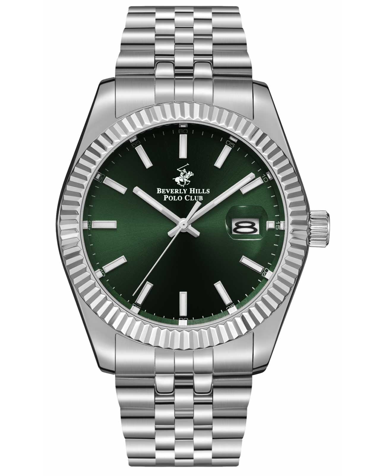Beverly Hills Polo Club Beverly Hills Polo Club BP3018X.371  BP3018X.371 кварцевые мужские часы зеленый циферблат, браслет нержавеющая сталь — вид спереди