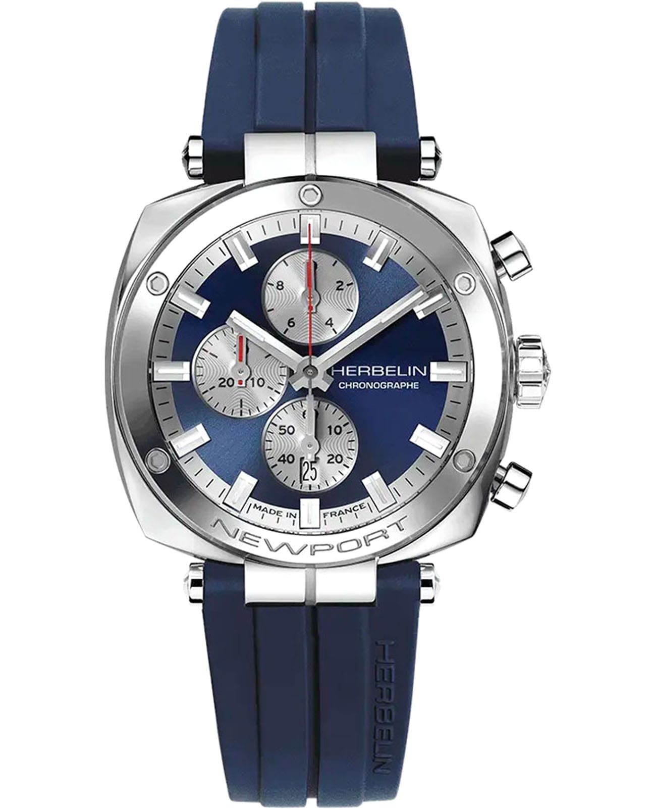 Herbelin Herbelin Newport Heritage 35664AP25CB  35664AP25CB кварцевые мужские часы синий циферблат, браслет каучук — вид спереди