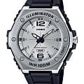 Casio Casio Illuminator MWA-100H-7A  MWA-100H-7A кварцевые мужские часы серебристый циферблат, браслет каучук — вид спереди