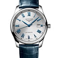 Longines Longines Master Collection L2.793.4.79.2  L27934792 механические мужские часы  серебристый циферблат, браслет кожаный — вид спереди