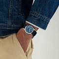 Hamilton Hamilton Khaki Field Mechanical H69439940 механические мужские часы часы, крупный план синий циферблат
