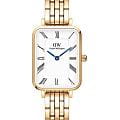 Daniel Wellington Daniel Wellington Quadro Roman Numerals 5-Link Gold DW00100688  DW00100688 кварцевые женские часы белый циферблат, браслет нержавеющая сталь с pvd-покрытием — вид спереди