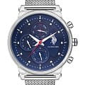 U.S. Polo Assn. U.S. Polo Assn. Crossing USPA1008-01  USPA1008-01 кварцевые мужские часы  синий циферблат, браслет нержавеющая сталь — вид спереди