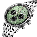 Breitling Breitling Navitimer B01 Chronograph 43 AB0138241L1A1 механические мужские часы часы крупный план зеленый циферблата