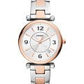 Fossil Fossil Carlie ES5156  ES5156 кварцевые женские часы серебристый циферблат, браслет сталь с ip покрытием — вид спереди
