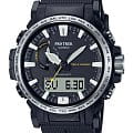 Casio Casio Pro Trek PRW-61-1A PRW PRW-61-1A кварцевые мужские часы черный циферблат, браслет пластик — вид спереди