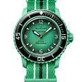 Swatch Swatch x Blancpain Indian ocean SO35I100C  SO35I100C механические мужские часы зеленый циферблат, браслет нейлон — вид спереди