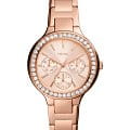 Fossil Fossil Georgia  BQ3706  BQ3706 кварцевые женские часы шампань циферблат, браслет сталь с ip покрытием — вид спереди