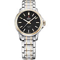 Swiss Military by Chrono Swiss Military by Chrono SM34040.12  SM34040.12 автокварц (кинетик) женские часы  черный циферблат, браслет нержавеющая сталь + золото 18к — вид спереди