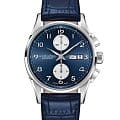 Hamilton Hamilton Jazzmaster Maestro Auto Chrono H32576641  H32576641 механические мужские часы синий циферблат, браслет кожаный — вид спереди