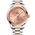 Omega Omega Seamaster Aqua Terra 220.20.34.20.10.001 Aqua Terra 22020342010001 механические женские часы золотой циферблат, браслет нержавеющая сталь + золото 18к — вид спереди