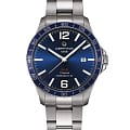 Certina Certina DS-8 C033.807.44.047.00 DS 8 C0338074404700 механические мужские часы синий циферблат, браслет титановый — вид спереди