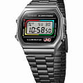 Casio Casio Vintage A168WEUC-1A кварцевые мужские часы часы крупный план антрацитовый циферблата