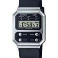 Casio Casio Vintage A100WEL-1AEF  A100WEL-1AEF кварцевые мужские часы черный циферблат, браслет кожаный — вид спереди