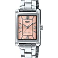 Casio Casio LTP-1234DD-4A  LTP-1234DD-4A кварцевые женские часы розовый циферблат, браслет нержавеющая сталь — вид спереди