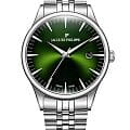 Jacques Philippe Jacques Philippe Planum JPQGS6613X6  JPQGS6613X6 кварцевые мужские часы зеленый циферблат, браслет нержавеющая сталь 316l — вид спереди