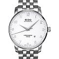 Mido Mido Baroncelli M8690.4.11.1  M86904111 механические мужские часы  белый циферблат, браслет нержавеющая сталь — вид спереди