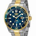 Invicta Invicta Pro Diver IN30021  IN30021 кварцевые мужские часы  синий циферблат, браслет нержавеющая сталь с ip-покрытием — вид спереди
