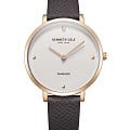 Kenneth Cole Kenneth Cole Classic KCWLA2220002  KCWLA2220002 кварцевые женские часы серебристый циферблат, браслет кожаный — вид спереди