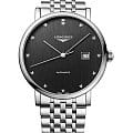 Longines Longines Elegant Collection L4.911.4.78.6  L49114786 механические мужские часы черный циферблат, браслет нержавеющая сталь — вид спереди