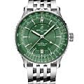 Breitling Breitling Navitimer Automatic GMT 41 A323102A1L1A1  A323102A1L1A1 механические мужские часы зеленый циферблат, браслет нержавеющая сталь — вид спереди