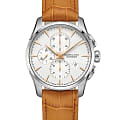 Hamilton Hamilton Jazzmaster Auto Chrono H32586511  H32586511 механические мужские часы белый циферблат, браслет кожаный — вид спереди