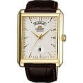 Orient Orient EVAF003W (FEVAF003W)  FEVAF003W механические мужские часы белый циферблат, браслет кожа + текстиль — вид спереди