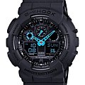Casio Casio G-Shock GA-100C-8A GA-100 GA-100C-8A электронные мужские часы черный циферблат, браслет пластик — вид спереди