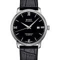 Mido Mido Baroncelli M027.408.16.058.00  M0274081605800 механические мужские часы черный циферблат, браслет кожаный — вид спереди