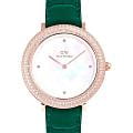 Daniel Wellington Daniel Wellington Crystalline Bezel Green Croc Rose Gold DW00100826  DW00100826 кварцевые женские часы белый циферблат, браслет кожаный — вид спереди