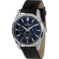 Jacques Lemans Jacques Lemans 1-1901B  1-1901B кварцевые мужские часы синий циферблат, браслет кожа + текстиль — вид спереди