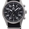 Orient Orient Sporty Quartz RA-KV0502B  RA-KV0502B кварцевые мужские часы черный циферблат, браслет тканевый — вид спереди