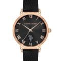 U.S. Polo Assn. U.S. Polo Assn. Stile USPA2077-01  USPA2077-01 кварцевые женские часы черный циферблат, браслет кожаный — вид спереди