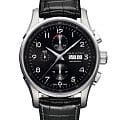 Hamilton Hamilton Jazzmaster Maestro Auto Chrono H32716839  H32716839 механические мужские часы черный циферблат, браслет кожаный — вид спереди