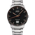Mido Mido Commander Big Date M021.626.11.051.00  M0216261105100 механические мужские часы черный циферблат, браслет нержавеющая сталь — вид спереди