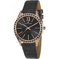 Jacques Lemans Jacques Lemans 1-1841S  1-1841S кварцевые женские часы черный циферблат, браслет кожа + текстиль — вид спереди