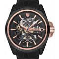 Wainer Wainer WA.25677-E  WA.25677-E механические мужские часы черный циферблат, браслет кожаный — вид спереди