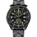 Hamilton Hamilton Khaki Aviation Takeoff Auto Chrono H76776733  H76776733 механические мужские часы черный циферблат, браслет кожаный — вид спереди