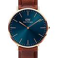 Daniel Wellington Daniel Wellington St Mawes Arctic Rose Gold DW00100626  DW00100626 кварцевые мужские часы  синий циферблат, браслет кожаный — вид спереди