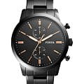 Fossil Fossil Georgia  FS5379  FS5379 кварцевые мужские часы черный циферблат, браслет сталь с ip покрытием — вид спереди