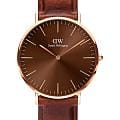 Daniel Wellington Daniel Wellington Classic St Mawes Amber Rose Gold DW00100627  DW00100627 кварцевые мужские часы коричневый циферблат, браслет кожаный — вид спереди