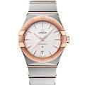 Omega Omega Constellation 131.20.36.60.02.001  13120366002001 кварцевые женские часы  серебристый циферблат, браслет сталь + золото — вид спереди